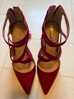 Louise et Cie Fuchsia Strappy Pointed-Toe Heels